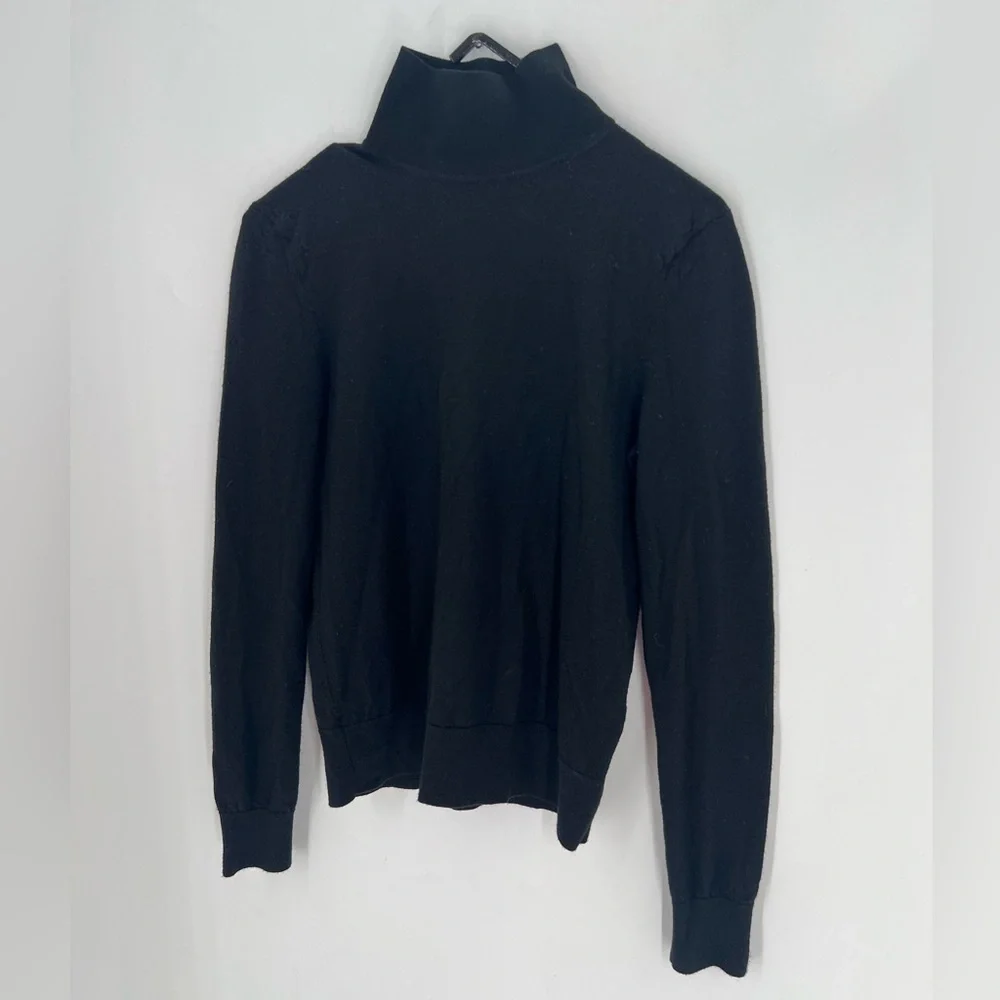 Theory Black Wool Blend Turtleneck Sweater